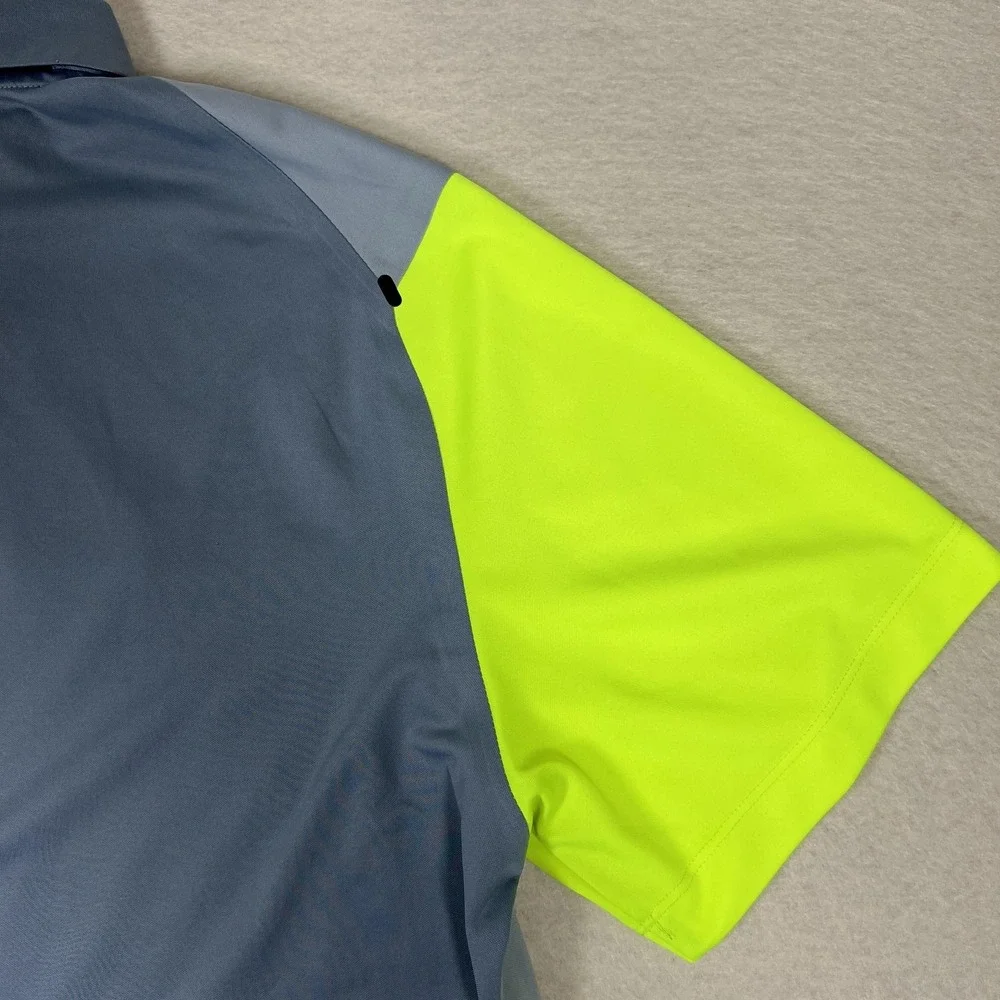 Nike Golf Polo‎ Shirt Mens XL Gray Yellow Tour Performance Dri-Fit Athletic